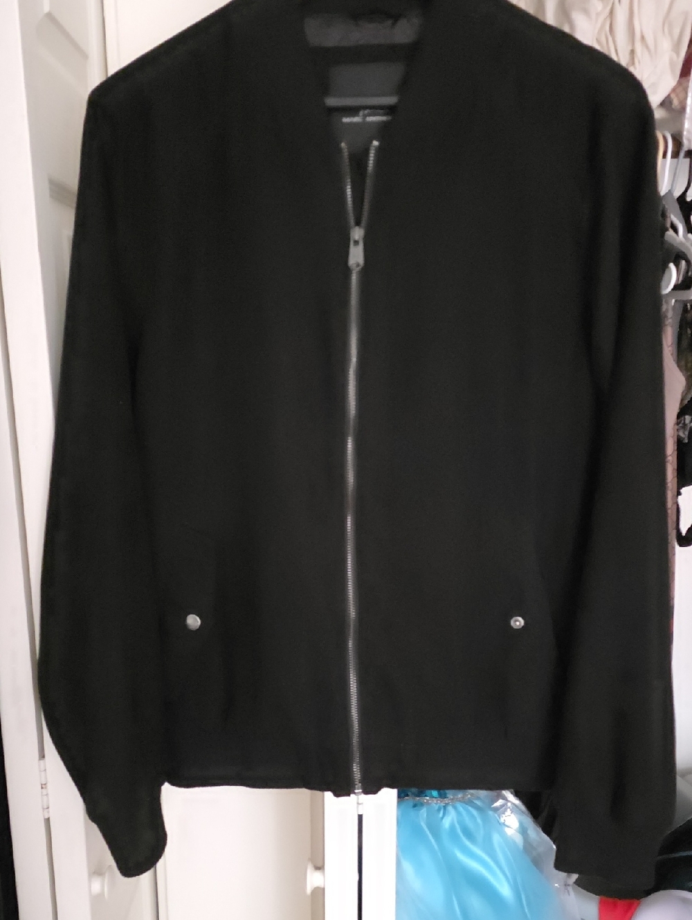 Marc Anthony Black Bomber Jacket with Snap Pockets